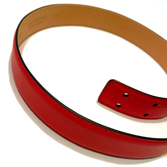 MOSCHINO Red Gold Logo Leather Belt NWT - Picture 8 of 15
